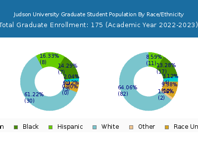 Judson University 2023 Graduate Enrollment by Gender and Race chart