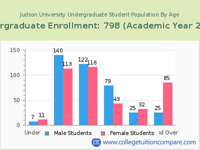 Judson University 2023 Undergraduate Enrollment by Age chart