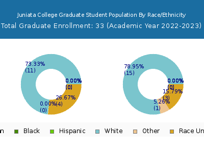 Juniata College 2023 Graduate Enrollment by Gender and Race chart