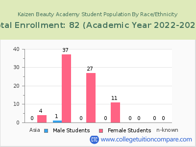 Kaizen Beauty Academy 2023 Student Population by Gender and Race chart