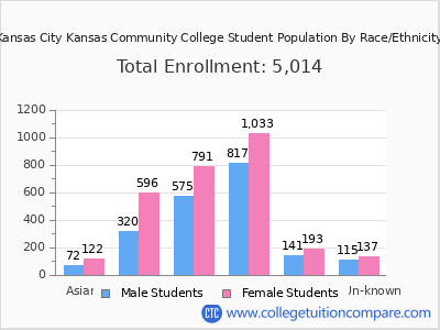 Kansas City Kansas Community College 2025 Student Population by Gender and Race chart