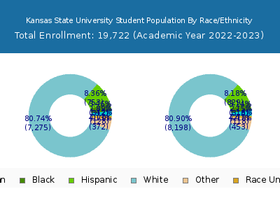 Kansas State University 2023 Student Population by Gender and Race chart