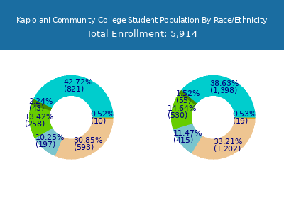 Kapiolani Community College 2025 Student Population by Gender and Race chart