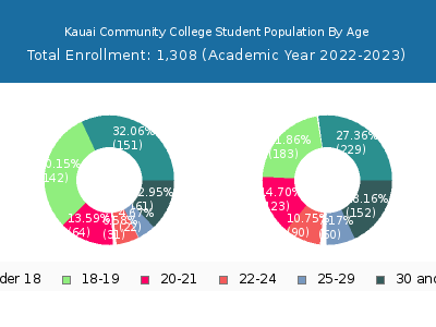 Kauai Community College 2023 Student Population Age Diversity Pie chart