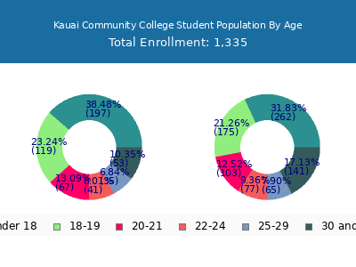Kauai Community College 2025 Student Population Age Diversity Pie chart