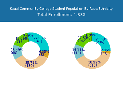 Kauai Community College 2025 Student Population by Gender and Race chart