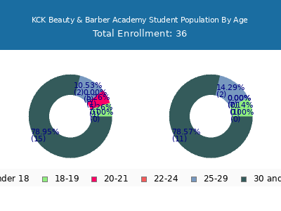 KCK Beauty & Barber Academy 2024 Student Population Age Diversity Pie chart