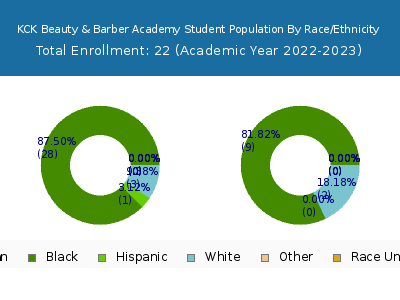 KCK Beauty & Barber Academy 2023 Student Population by Gender and Race chart