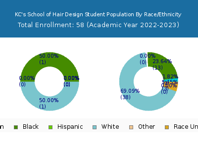 KC's School of Hair Design 2023 Student Population by Gender and Race chart