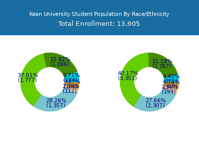 Kean University 2025 Student Population by Gender and Race chart