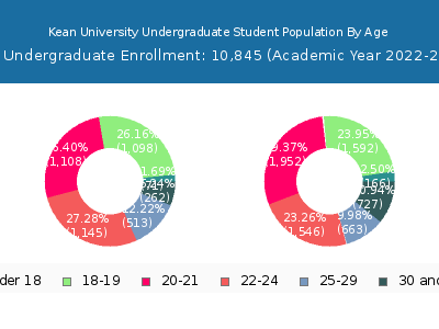 Kean University 2023 Undergraduate Enrollment Age Diversity Pie chart