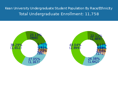 Kean University 2025 Undergraduate Enrollment by Gender and Race chart