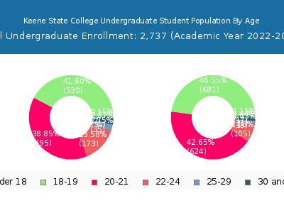 Keene State College 2023 Undergraduate Enrollment Age Diversity Pie chart