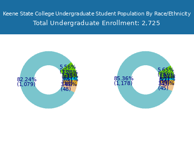 Keene State College 2025 Undergraduate Enrollment by Gender and Race chart