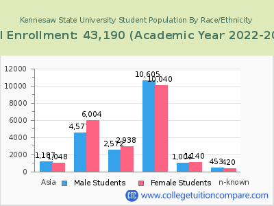 Kennesaw State University 2023 Student Population by Gender and Race chart