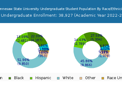 Kennesaw State University 2023 Undergraduate Enrollment by Gender and Race chart
