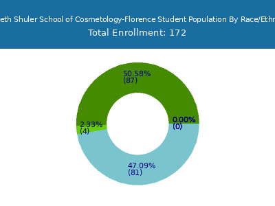 Kenneth Shuler School of Cosmetology-Florence 2025 Student Population by Gender and Race chart
