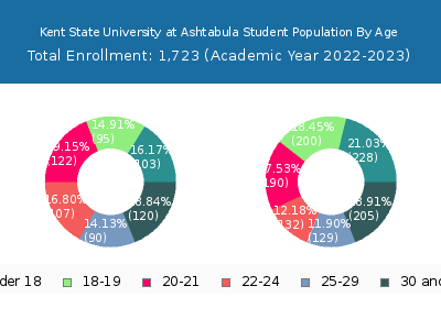 Kent State University at Ashtabula 2023 Student Population Age Diversity Pie chart