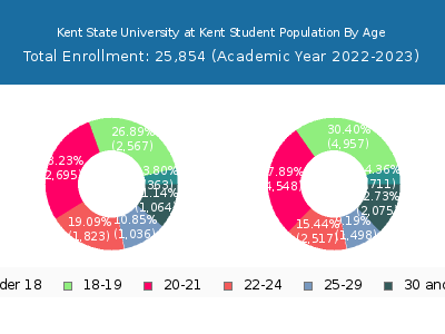 Kent State University at Kent 2023 Student Population Age Diversity Pie chart