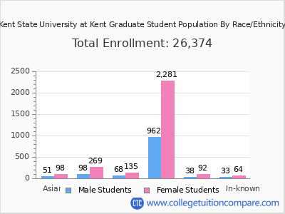Kent State University at Kent 2025 Graduate Enrollment by Gender and Race chart