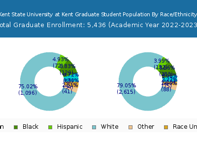 Kent State University at Kent 2023 Graduate Enrollment by Gender and Race chart