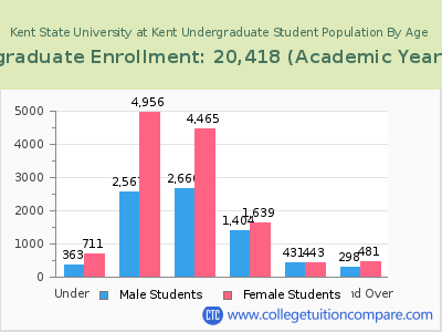 Kent State University at Kent 2023 Undergraduate Enrollment by Age chart