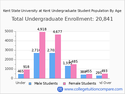 Kent State University at Kent 2025 Undergraduate Enrollment by Age chart