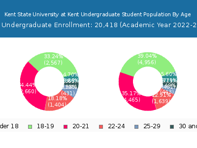 Kent State University at Kent 2023 Undergraduate Enrollment Age Diversity Pie chart