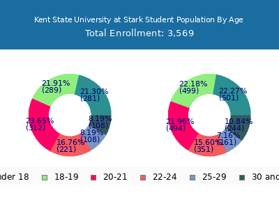 Kent State University at Stark 2025 Student Population Age Diversity Pie chart