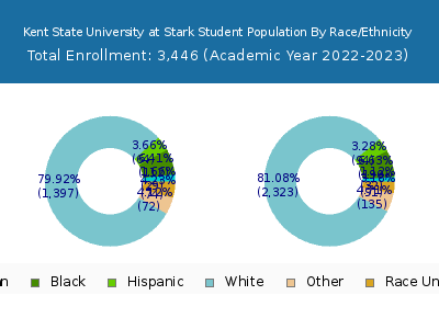Kent State University at Stark 2023 Student Population by Gender and Race chart