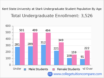 Kent State University at Stark 2025 Undergraduate Enrollment by Age chart