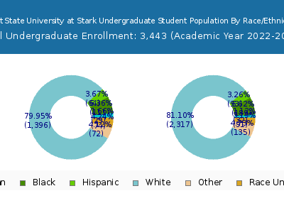 Kent State University at Stark 2023 Undergraduate Enrollment by Gender and Race chart
