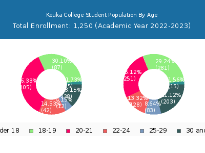 Keuka College 2023 Student Population Age Diversity Pie chart