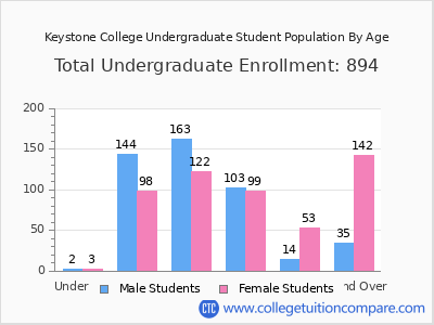 Keystone College 2024 Undergraduate Enrollment by Age chart