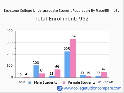 Keystone College 2025 Undergraduate Enrollment by Gender and Race chart