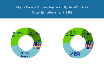 Kilgore College 2025 Student Population by Gender and Race chart