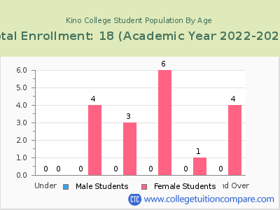Kino College 2023 Student Population by Age chart