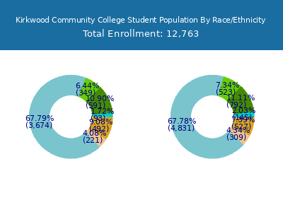 Kirkwood Community College 2025 Student Population by Gender and Race chart