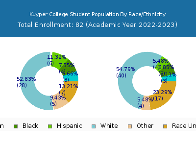 Kuyper College 2023 Student Population by Gender and Race chart