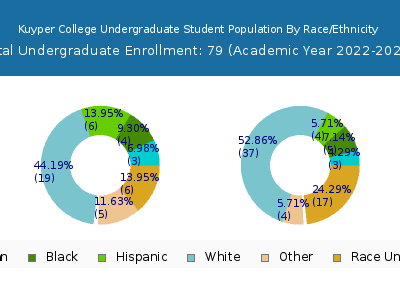 Kuyper College 2023 Undergraduate Enrollment by Gender and Race chart