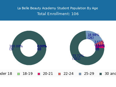 La Belle Beauty Academy 2024 Student Population Age Diversity Pie chart