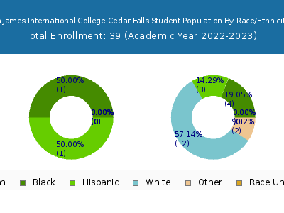 La James International College-Cedar Falls 2023 Student Population by Gender and Race chart