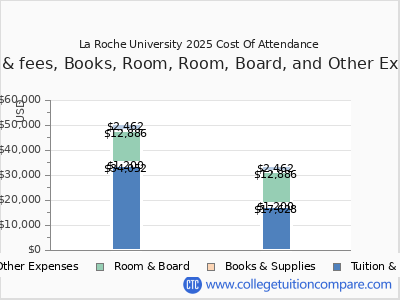 La Roche University 2025 COA (cost of attendance) chart
