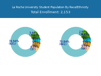 La Roche University 2025 Student Population by Gender and Race chart
