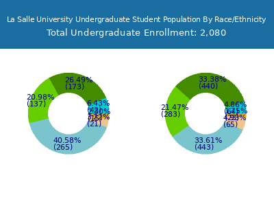 La Salle University 2025 Undergraduate Enrollment by Gender and Race chart