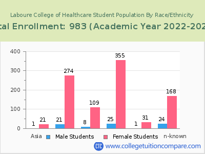Laboure College of Healthcare 2023 Student Population by Gender and Race chart
