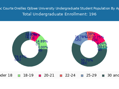 Lac Courte Oreilles Ojibwe University 2025 Undergraduate Enrollment Age Diversity Pie chart