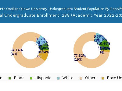Lac Courte Oreilles Ojibwe University 2023 Undergraduate Enrollment by Gender and Race chart