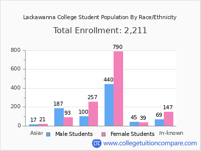 Lackawanna College 2025 Student Population by Gender and Race chart