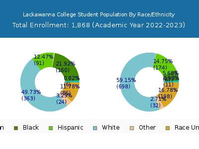 Lackawanna College 2023 Student Population by Gender and Race chart